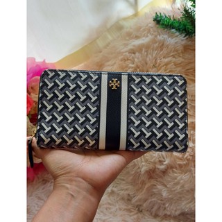 Tory Burch T Zag Link Zip Continental Wallet Black