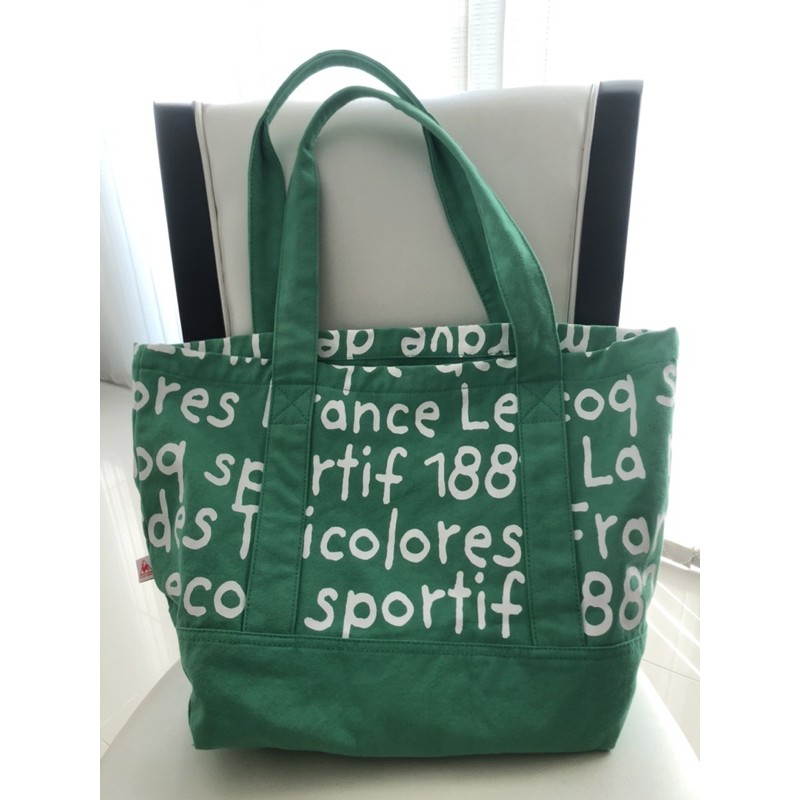 กระเป๋าผ้าดิบ Tote Bag Le Coq Sportif สีเขียว ของแท้