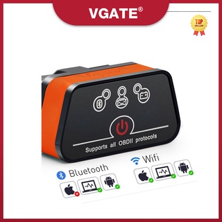 【จัดส่งวันเดียวกัน】Vgate iCar2 บลูทูธ/WIFI ELM327 OBD2 เครื่องอ่านรหัส OBDII เครื่องมือวินิจฉัยสำหรับ Android/IOS/PC iCar 2 Elm 327 เครื่องสแกนเนอร์อัตโนมัติ