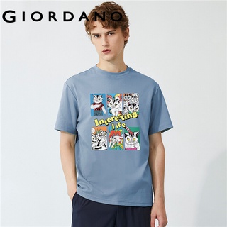 Giordano Men T-Shirts Ribbed Crewneck Short Sleeves T-Shirts Printing Stylish T-Shirts JAYOTO