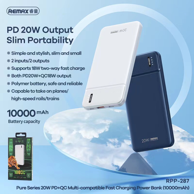 Remax RPP-287 10000mAh แบตสำรอง พาวเวอร์แบงค์ PD20WQC18W ใช้ได้กับหลาย ...