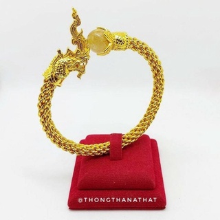 กำไลพญานาค หินไหมทอง กำไลข้อมือชุบทอง ใส่ติดตัวได้ตลอด สินค้ามีคุณภาพดี ไม่ลอก ไม่ดำ #180