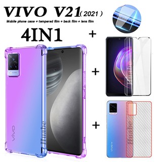 4 In1 for VIVO V21ฟิล์มกระจกนิรภัย + หลังสําหรับ Vivo V20Se Vivo V20Pro V19 / V17 / V15 / V11 V21e