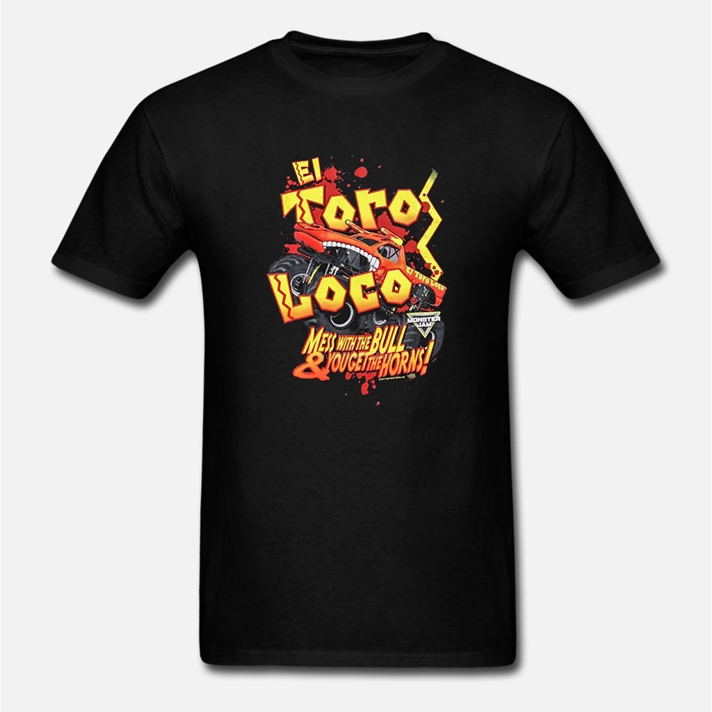 แฟชั่นโลโก้การพิมพ์ T เสื้อผู้ชายสั้น Monster Jam Big Boys El Toro Loco Header Tee O-คอแฟชั่น Tees