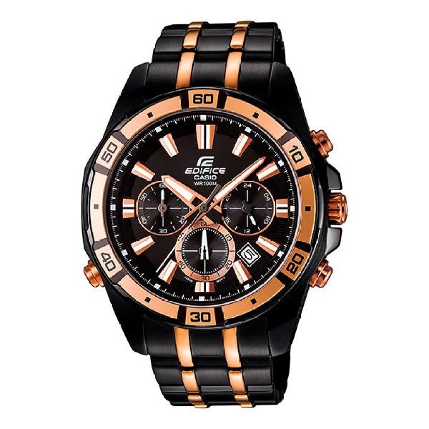 Casio Edifice นาฬิกาข้อมือผู้ชาย สีดำ/ทอง สายสแตนเลส รุ่น EFR-534BKG-1A