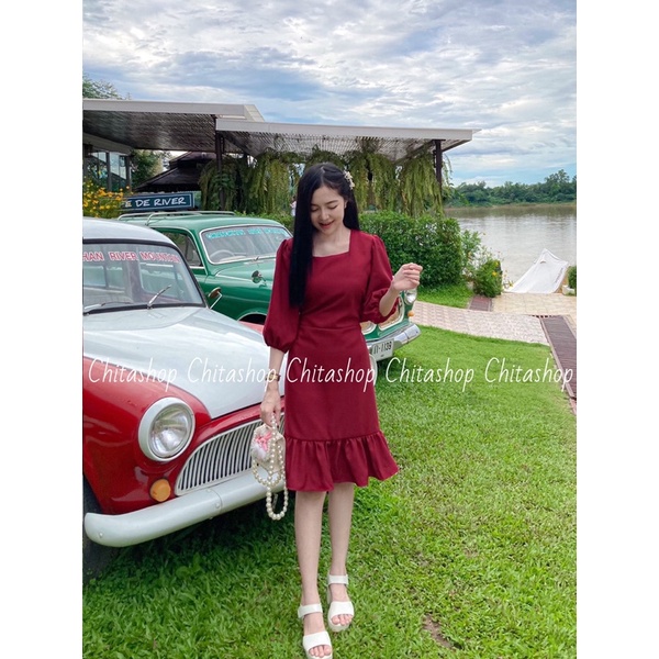 🍒 CHITASH♡︎P🍒 มีสีเข้าใหม่นะคะ (มีไซส์ใหญ่) ชุดเดรสสีพื้นแขนยาวสวยๆ เรียบร้อย ใส่ออกงาน ใส่ทำงาน ผ้าซาร่า รุ่นส้มโอ - รูปที่ 3