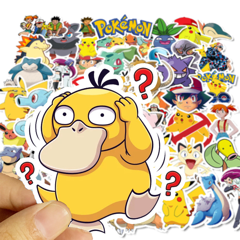 ✨พร้อมส่ง✨ลายการ์ตูนอะนิเมะ pokemon pikachu ditto metamon 50แผ่น กันน้ำ สติ๊กเกอร์ โทรศัพท์มือถื