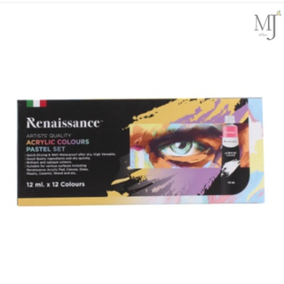 เรนาซองซ์ สีอะคริลิค สีอะคริลิคพาสเทล Renaissance Acrylic Colour Pastel Set 12 สี 12ml.