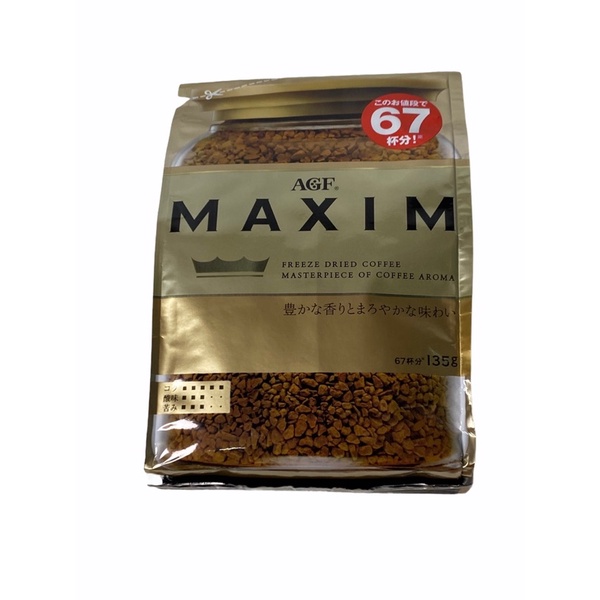 MAXIM Freeze Dried Coffee,แม็กซิม กาแฟนำเข้าจากญี่ปุ่น ORIGINAL GOLD ชนิดถุงเติม รุ่น 135g M ขนาดกลา