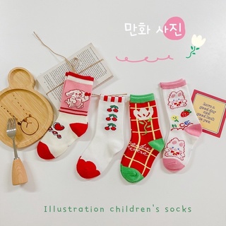 ถุงเท้า illustration sock มาเป็น set 4 คู่ ลายน่ารักๆ สดใส