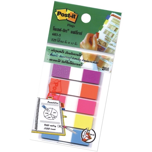 Post-it Flags กระดาษโน้ต โพสต์-อิท แฟล็กซ์ ขนาด 0.5x1.7 นิ้ว สีพาสเทล