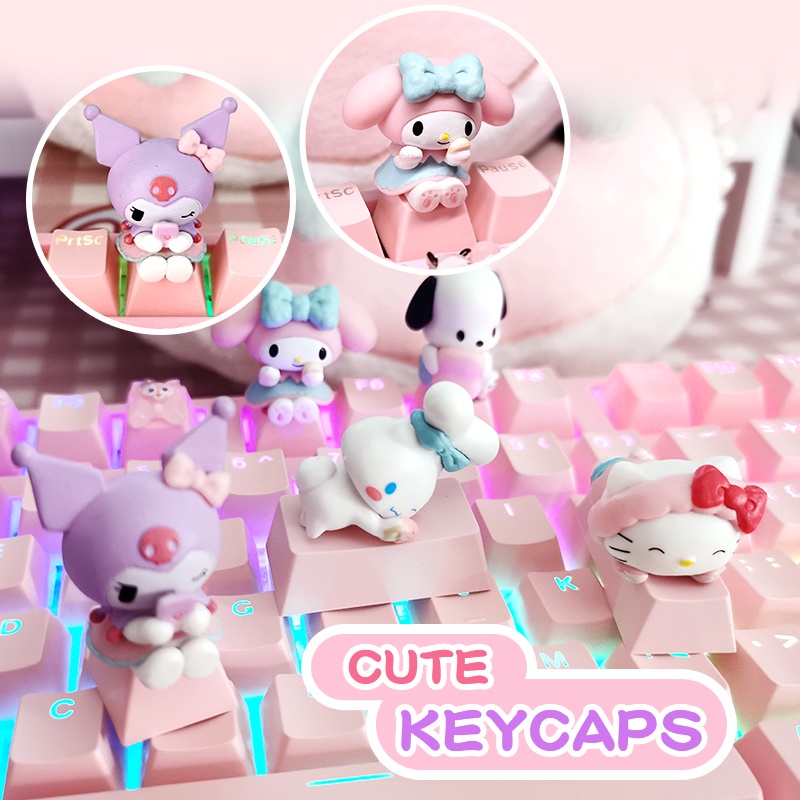 【คีย์แคป】Keycap Cinnamoroll dog ปุ่มกดคีย์บอร์ด Abs ลายการ์ตูนแมว Kuromi MyMelody R4 OEM น่ารัก สร้างสรรค์ DIY