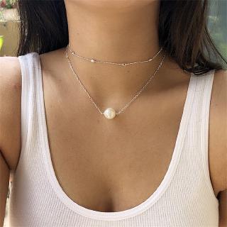 Bohemian Simulated Pearl Choker Necklace For Women Fashion Pendant Multilayer Necklace