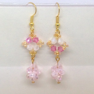 ต่างหูคริสตัล Pink&amp;Gold