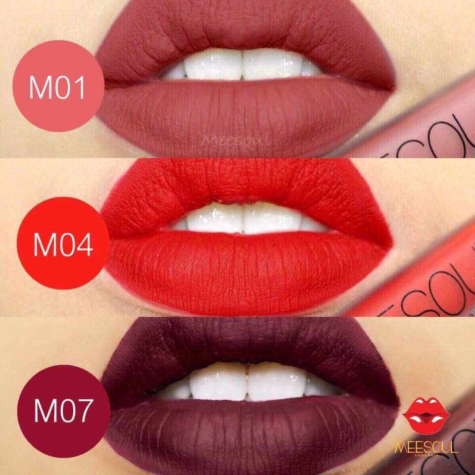 สุดฮิต สีแดงอมส้ม Korea Lip M01 M04 สีแดงสด ลิปแมท M07 สีแดงอมม่วง Meesoul สุดฮิต สีแดงอมส้ม Korea Lip M01 M04 สีแดงสด ลิปแมท M07 สีแดงอมม่วง Meesoul