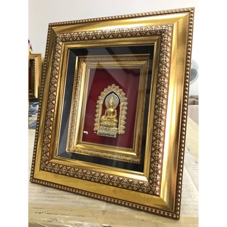 กรอบรูปพระไพรีพินาศ สีทองประดับเพชร ขนาด 23x26.5 ซม.