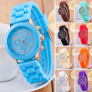 🔥นาฬิกาข้อมือgeneva🔥นาฬิกา⌚ผู้หญิงหน้าปัดโครโนกราฟสายซิลิโคน💰 ราคาsale45บาท
