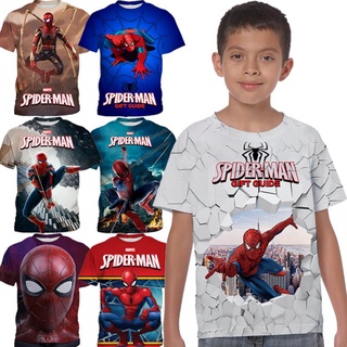 เสื้อยืด พิมพ์ลาย Marvel spiderman แฟชั่นสําหรับเด็กผู้ชาย และเด็กผู้หญิง