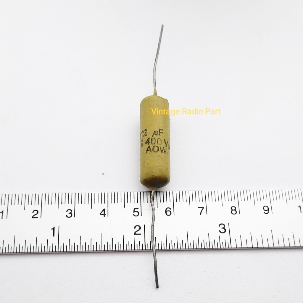 0.12uf 400v CAPACITOR PHILLIPS MULLARD MUSTARD (1คู่)