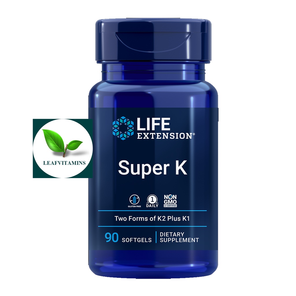Life Extension Super K (Phytonadione , Menaquinone-4 ,Trans Menaquinone-7) / 90 Softgels