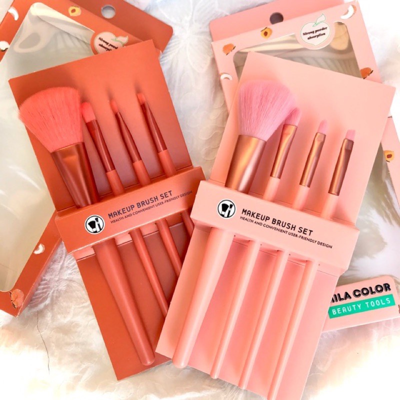 เซ็ทแปรงแต่งหน้า Mila color แปรงลูกพีช ขนนุ่ม makeup brush เป็นเซทที่ครบครันในกล่องเดียว โทนสีส้มสายเกาหลี 5017