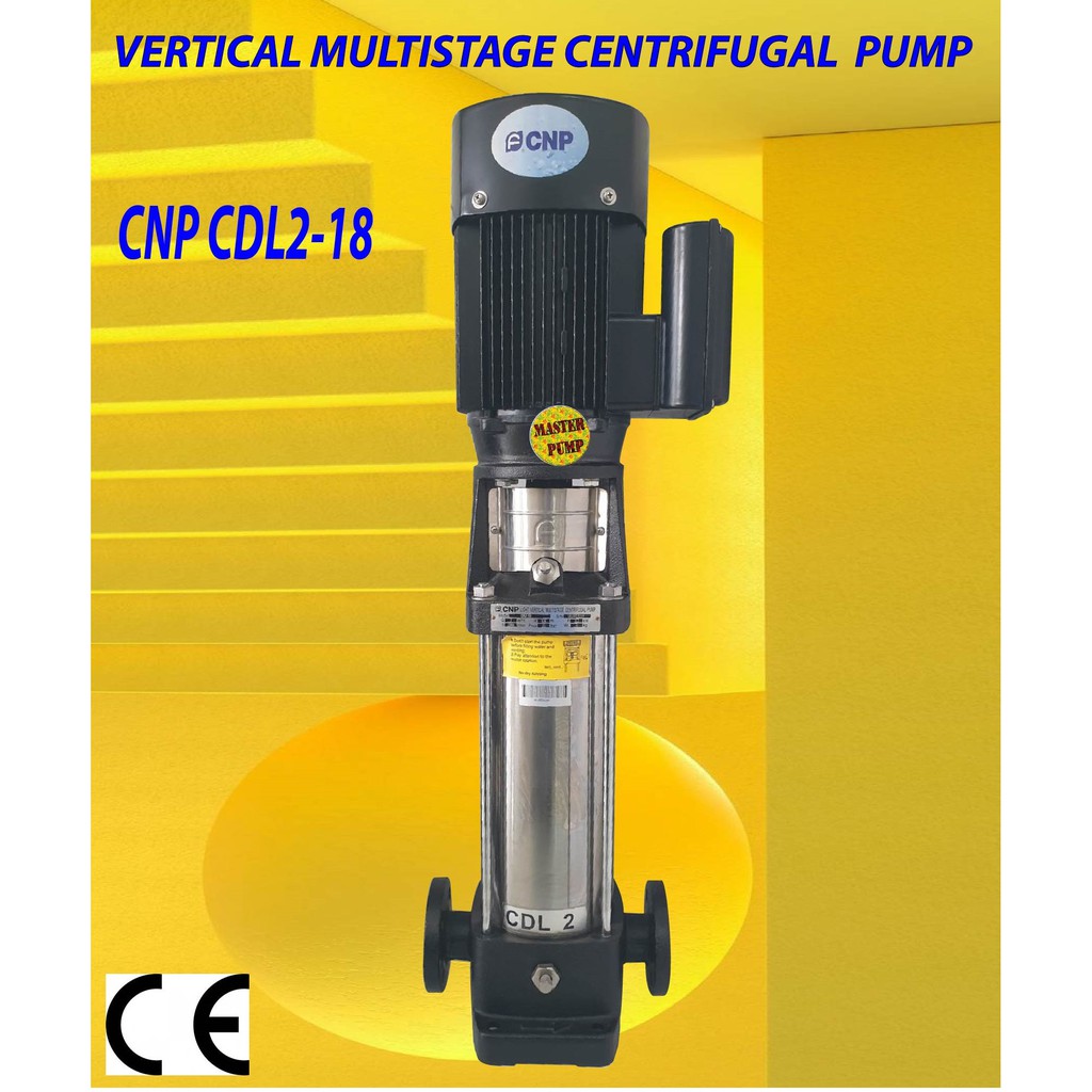 ปั๊มน้ำ vertical Multistage centrifucal pump CNP CDL2-18 ปั๊มอัด RO 12-18Q/day ปั๊มสแตนเลส ปั๊มแนวตั้ง ปั๊มน้ำหลายใบพัด