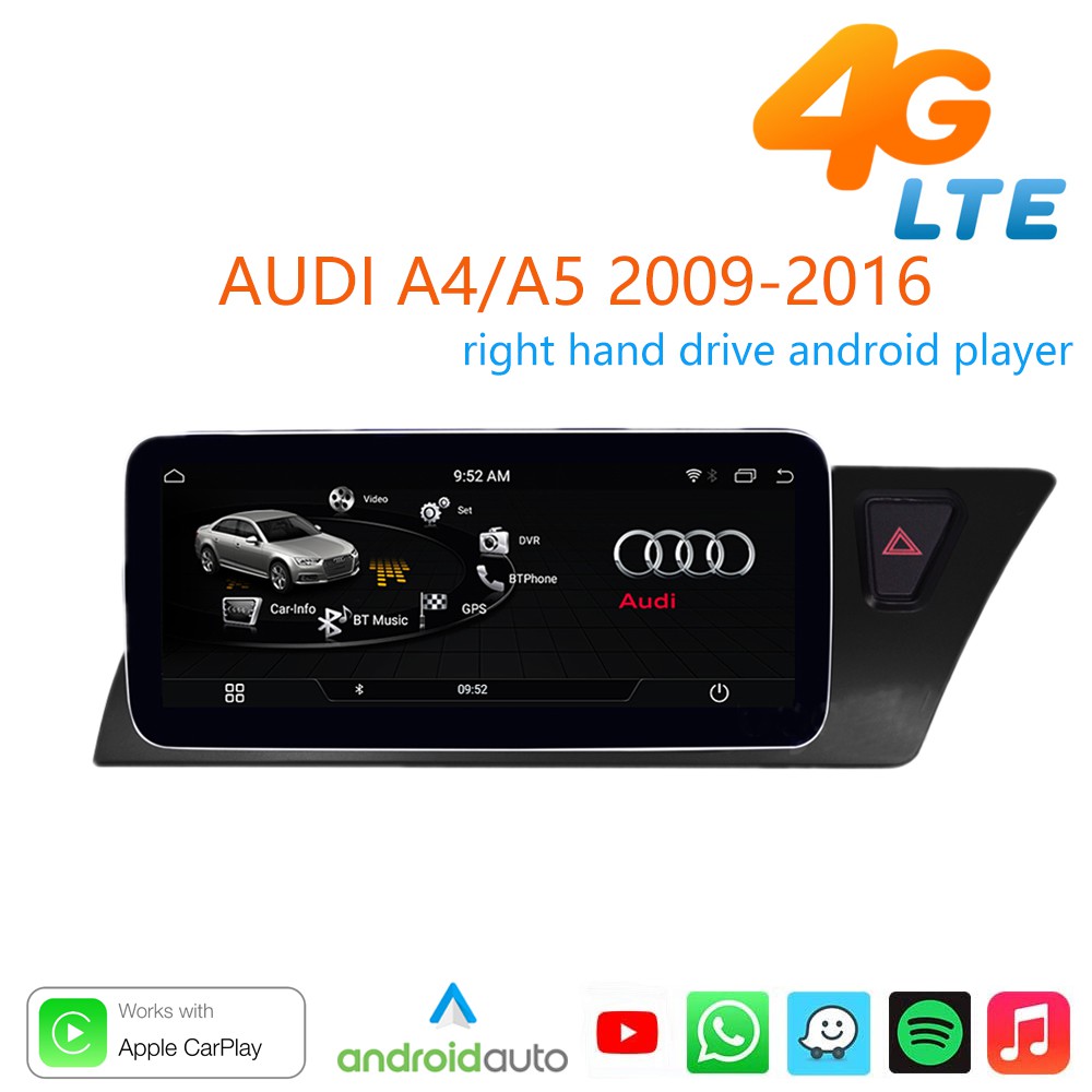 หน้าจอสัมผัส 10.25 นิ้ว android12 8core อุปกรณ์เสริม เครื่องเล่น android android headunit android monitor android auto Audi A4 A5 2009-2016 กล้องติดรถยนต์