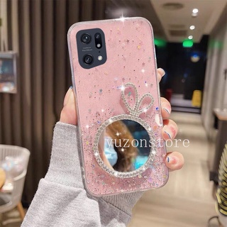 เคส OPPO Find X5 Pro A96 4G A76 Reno7 Z Reno7 Pro 5G New Casing เคสโทรศัพท Crown Makeup Mirror Phone Case TPU Silicone Starry Sky Phone Back Cover