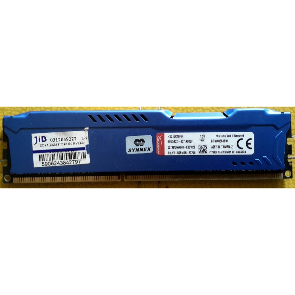 Ram PC DDR3 4GB Bus 1600 Kingston HyperX Fury Blue รหัส HX316C10F/4