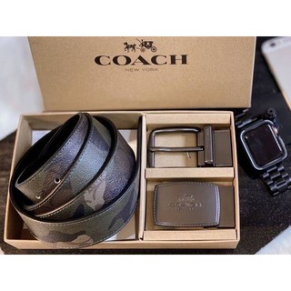 เข็มขัด COACH SIGNATURE MOD PLAQUE HARNESS CUT-TO-SIZE REVERSIBLE BELT