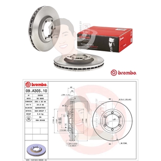 09 A305 10 จานเบรค ล้อ F (ยี่ห้อ BREMBO) รุ่น Std Chevrolet Colorado 4x2 ปี 2002-&gt;