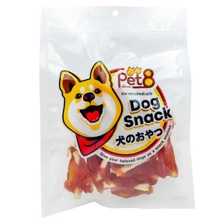 PET8 สันในไก่สไลด์เจอกี้ 225gแพ๊คขนาดกลาง chicken jerky medium pack 150-165g