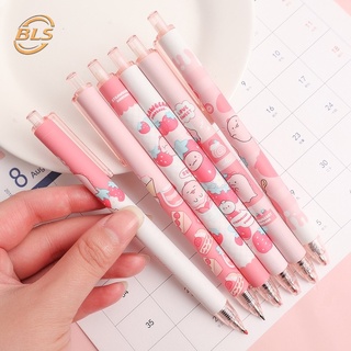 6 In 1 ปากกาหมึกเจล 0.5 มม. หมึกแห้งเร็ว ลายสัตว์น้อยน่ารัก สีดํา หลากสี เครื่องเขียน