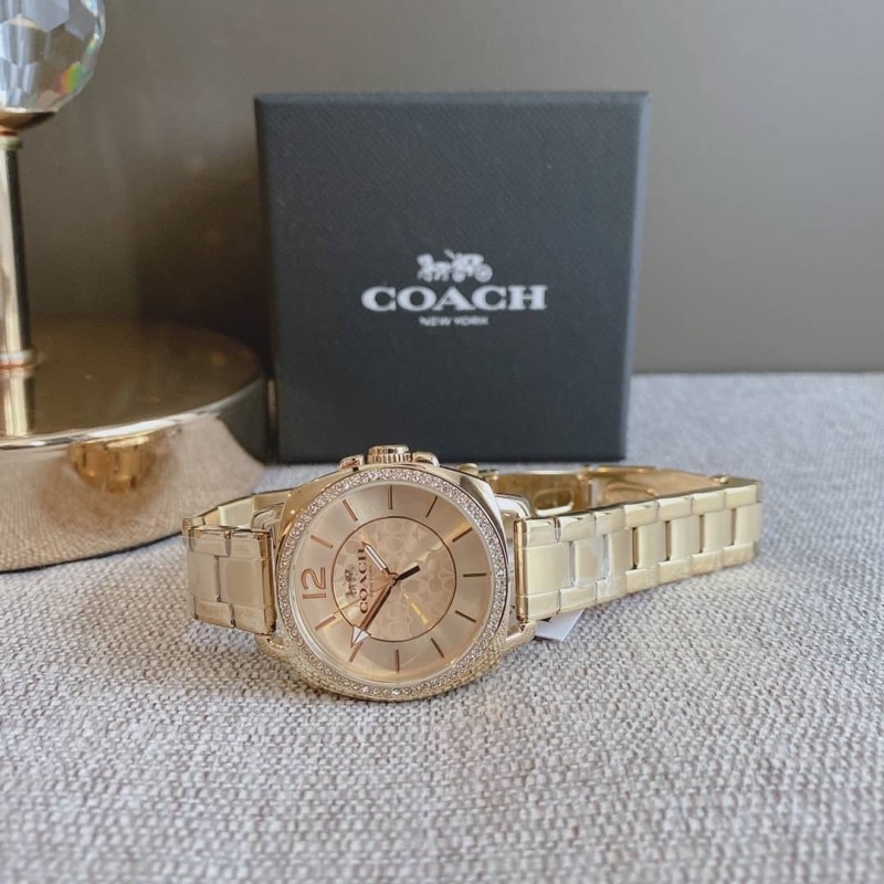 ผ่อน0%  Coach Women's Quartz Gold Tone Watch 14503141 สีทอง