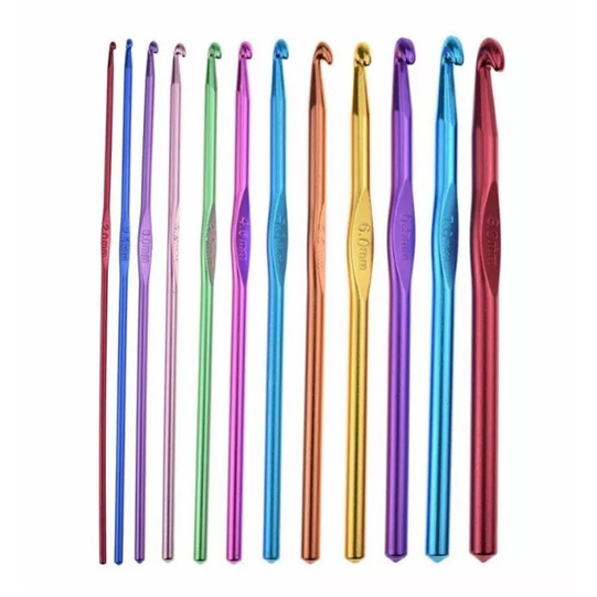 (พร้อมส่งที่ไทย)เข็มถักโครเชต์ ถัก Crochet Hooks อลูมิเนียม 12 ขนาด 2-8 มม. มีเก็บเงินปลายทาง