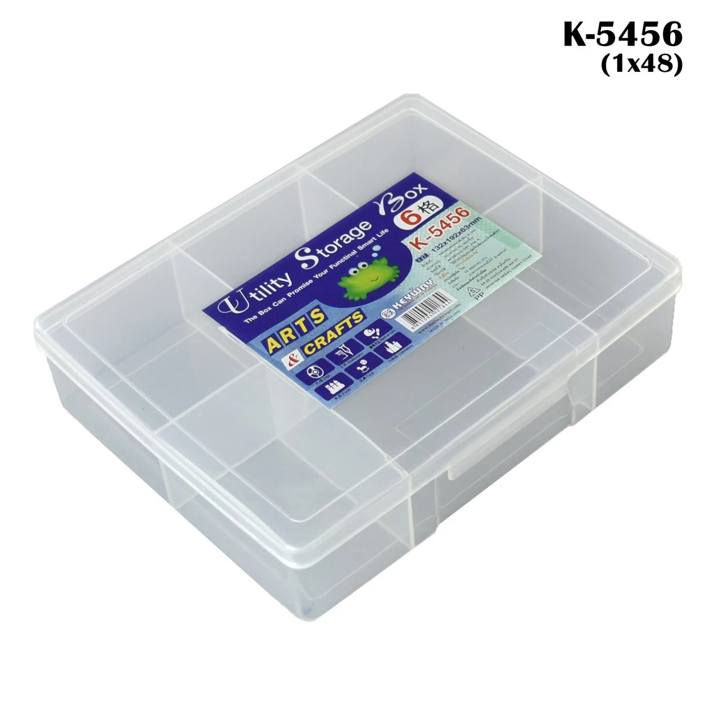 LUCKY HOME กล่องแบ่งช่อง 6 ช่อง ขาว K-5456 ขนาดกล่อง(กว้าง x ยาว x สูง): 16 x 19.5 x 4.5 cm