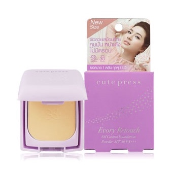 Cute Press Evory Retouch Oil Control Foundation Powder SPF30/PA++ แป้งคิ้วท์เพรส แป้งคุมมันหน้าเด้
