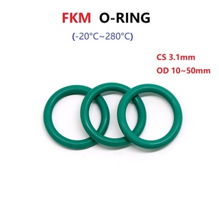 CS3.1MM  OD10~50MM ทนอุณหภูมิสูง . ปะเก็นยางฟลูออรีน โอริง สีเขียว FKM   ทนอุณหภูมิสูง ปิดผนึกปะเก็นฉนวนกันความร้อนน้ำมันทนต่ออุณหภูมิสูง