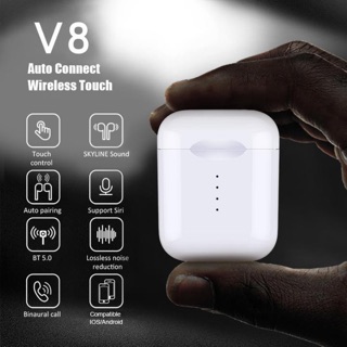 หูฟัง V8 TWS Bluetooth Headset 5.0 Binaural Stereo In-ear Mini Wireless Earphone With Charging Compartment