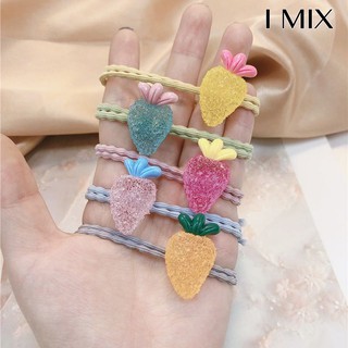 I MIX KK01 ยางรัดผม ลายแครอท สไตล์เกาหลี หลากหลายสี คละสี