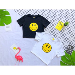 เสื้อครอปเเขนสั้นสกรีนลายSmiley