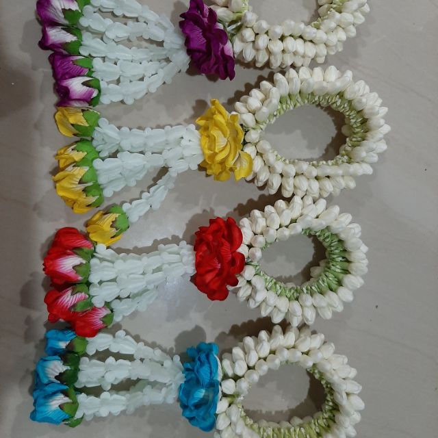 มาลัยไหว้พระขนาด3 x7นิ้ว​ สีฟ้า​ ชมพู.. ส้ม.. เหลือง