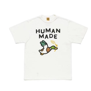 เสื้อยืดลําลองสําหรับ Unisex แขนสั้นคอกลมพิมพ์ลาย Nigo Human Made**