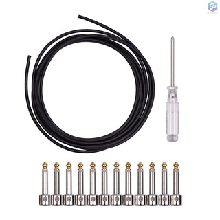 ♪【ready stock】♩♩Professional Solderless Patch Cable Kit DIY Guitar Pedal Board Cable Cord Wire Custom Length Including 10 Solder Free Plugs 3 Meter Cable and Mini Screwdriver Musical Instrument Accessories Set