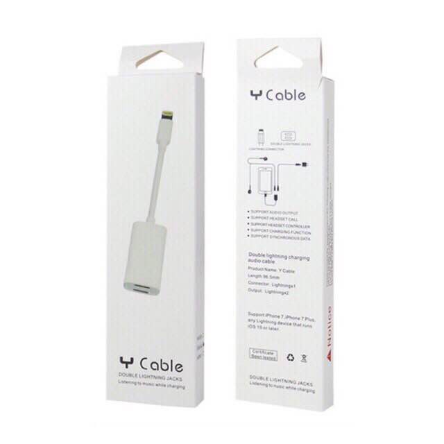 (J-006)YCable อเดปเตอร์ตัวแปลง IPhone7/8/X ตัวแปลงเพิ่มช่องเสียบหูฟังและสามารถชาร์จแบตไปพร้อมกันได้Y Cable