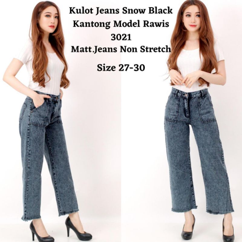 Hitam Women & 39;s Long Jeans/snow Black Rwis Culottes/Non-Stretch Jeans/Modern Women & 39;s Jeans/P