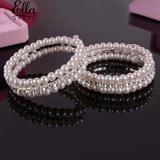 สร้อยข้อมือไข่มุกสีขาวสวยหรู Faux Pearls ของผู้หญิง