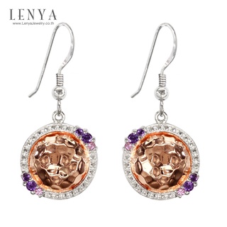 Lenya Jewelryต่างหูดีไซน์เก๋ด้วยเท็กซ์เจอร์ที่ไม่เหมือนใคร ประดับพลอยอะเมทิสท์(Amethyst) และแซฟไฟร์สีชมพู(Pink Sapphire)