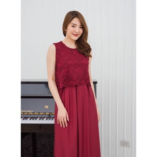 ชุดคลุมท้อง/ชุดให้นมรุ่น Grace Long Evening Dress: Burgundy