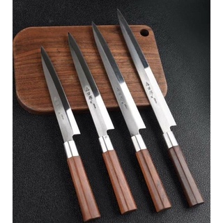 มีดเชฟ ญี่ปุ่น ยานากิบะ Yanagiba Fish Knife ใบมีดยาว 30 เซ็นติเมตรด้ามไม้แดงขัดเงาทำสีธรรมชาติโดนน้ำไม่ขึ้นรา #มีดแล่ปลา